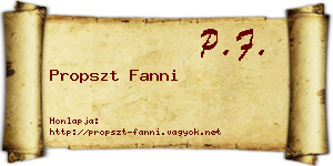 Propszt Fanni névjegykártya